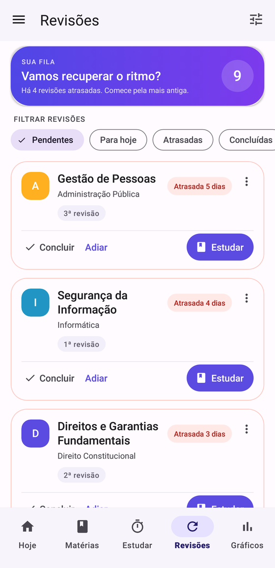 Fila de revisões